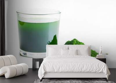 Chlorella or green barley. Detox superfood. Wall mural