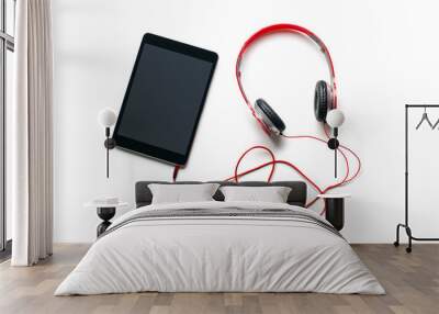 computer tablet with headphones Wall mural