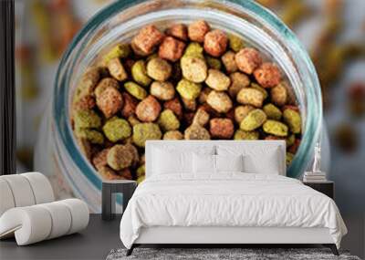 Dry kibble animal food. Dried food for cats or dogs. Wall mural