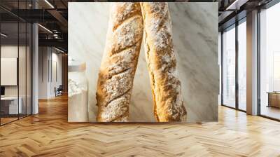 Fresh whole grain bread baguette. Wall mural