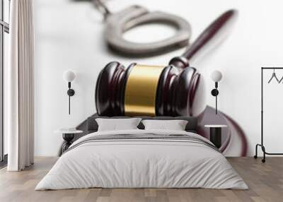 judge gavel with handcuffs Wall mural