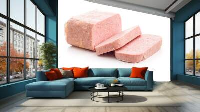 Luncheon meat isolated on white background. Wall mural