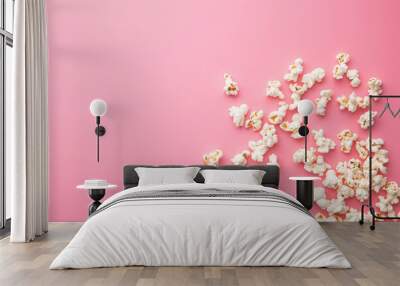 popcorn on pink background Wall mural