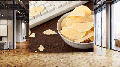 potato chips and keyboard Wall mural