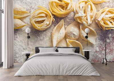 raw pasta and flour Wall mural