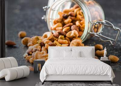 Spicy flavoured nuts. Mix of nuts. Wall mural