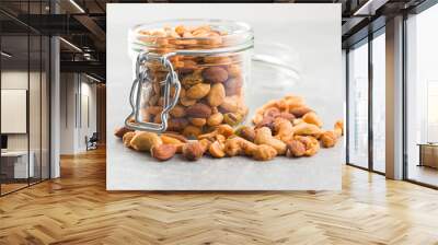 Spicy flavoured nuts. Mix of nuts. Wall mural