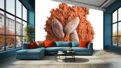 Tasty cocoa powder and beans. Wall mural