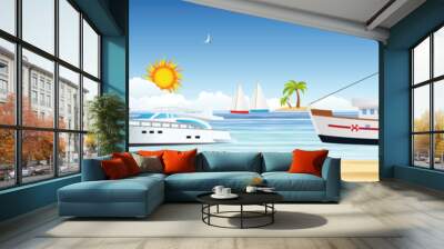 Sea and boats Wall mural