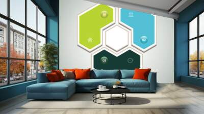 Cyclic diagram with three steps and icons. eps 10 Wall mural