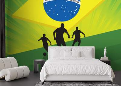 Soccer player on green light background Wall mural