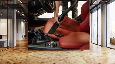 Cleaning of interior of the car with vacuum cleaner Wall mural