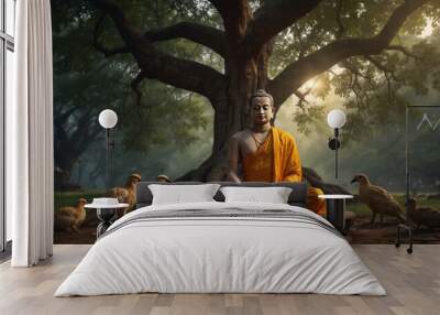 buddha in the woods Wall mural