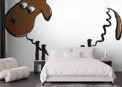 cartoon illustration of sheep Wall mural