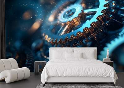 Continuous improvement in productivity driven by the optimization imperative focusing on iterative processes and innovation with futuristic metallic machinery and technology concept Wall mural