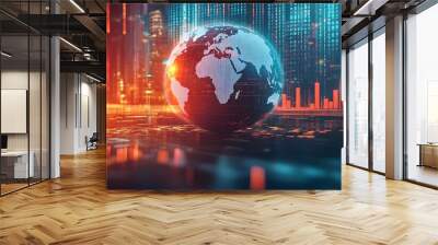 digital showcasing the dynamics of global trade importexport activities and the fluctuations in commodity prices influenced by international economic policies and financial markets Wall mural