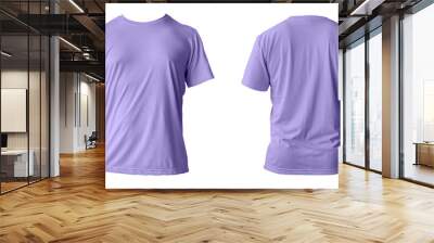 Blank purple clean t-shirt mockup, isolated, front view. Empty tshirt model mock up. Clear fabric cloth for football or style outfit template. Wall mural