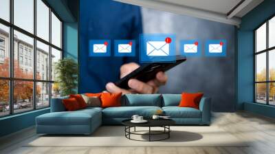 Email Spam concept. Spam email notification on virtual screen. Wall mural