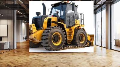 Compact track loader with rubber tracks, isolated on white, photo of loader isolated white background, compact machinery Wall mural