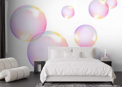 3d pink round transparent bubbles cartoon clipart Wall mural