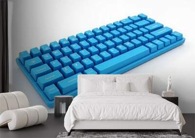 A blue computer keyboard isolated on white background Wall mural