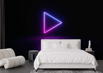 Blue and purple neon light icon isolated in black background. Vibrant colors, laser show. 3d rendering - illustration. Wall mural