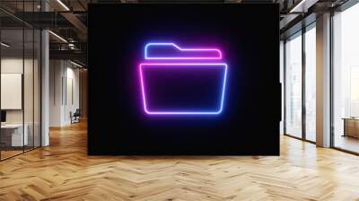 Blue and purple neon light icon isolated in black background. Vibrant colors, laser show. 3d rendering - illustration. Wall mural