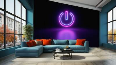 Blue and purple neon light icon isolated in black background. Vibrant colors, laser show. 3d rendering - illustration. Wall mural