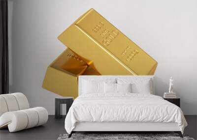 Gold bar isolated in white background. 3d rendering - illustration. Wall mural