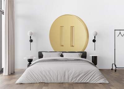 Golden metal 3d icon object isolated in white background. 3d rendering - illustration. Wall mural