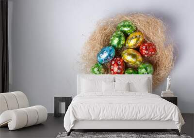 Chocolate Easter Eggs in a Nest Wall mural