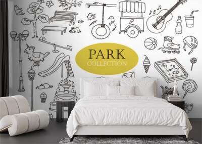 Park doodles collection Wall mural