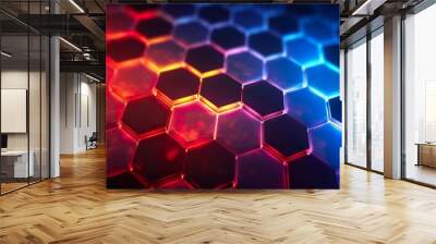 Abstract background with hexagons made with Ai generative technology Wall mural