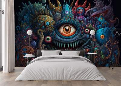 Monster abstract created with generative AI technology Wall mural