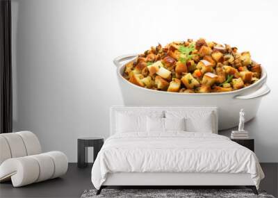 Bowl of Stuffing Isolated on a White  Background  Wall mural