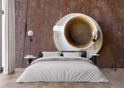 Coffee on a Wooden Table Wall mural