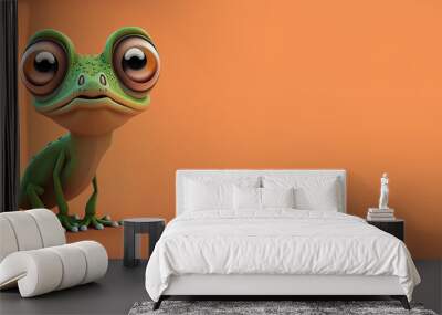 Cute Cartoon Gecko Banner with Space for Copy (Generative AI) Wall mural