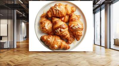 Delicious Plate of Almond Croissants Isolated on a Transparent Background Wall mural