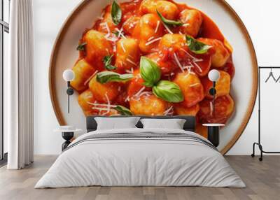 Delicious Plate of Gnocchi with Tomato Sauce Isolated on a Transparent Background. Wall mural