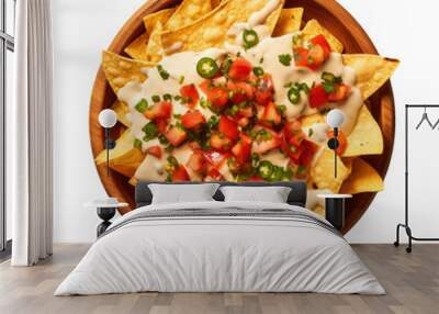 Nachos with Cheese Sauce and Salsa Isolated on a Transparent Background Wall mural