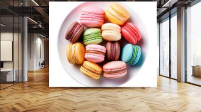 Plate of French Macarons Isolated on A Transparent Background  Wall mural