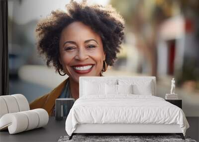 Portrait of Beautiful Confident Happy Middle Aged Black Woman Wall mural