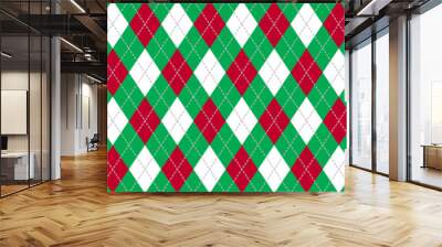 Red and Green Argyle Banner Wall mural