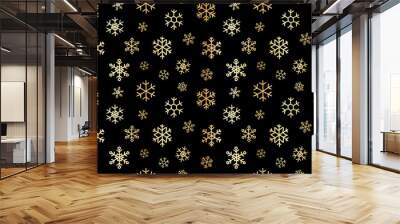 Falling gold snow flakes infinite pattern Wall mural