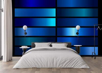 Blue metallic gradient template set Wall mural