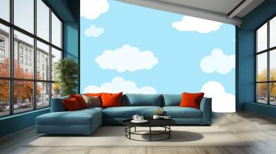 Cloud and Sky background, pastel paper cut design vector Wall mural