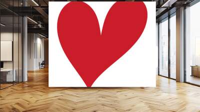 Cute hand drawn red heart and wings PNG illustration. Wall mural