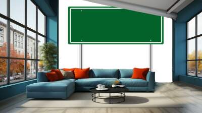 png. blank green traffic road sign isolated on transparent background. png illustration. Wall mural