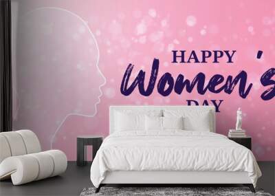 Happy women's day design concept background, International Women's Day is a global holiday celebrated annually on March 8 as a focal point in the women's rights movement.  Wall mural