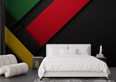 Minimalist black background with red, yellow and green color palette, featuring the design of the African flag. black history month or juneteenth Wall mural